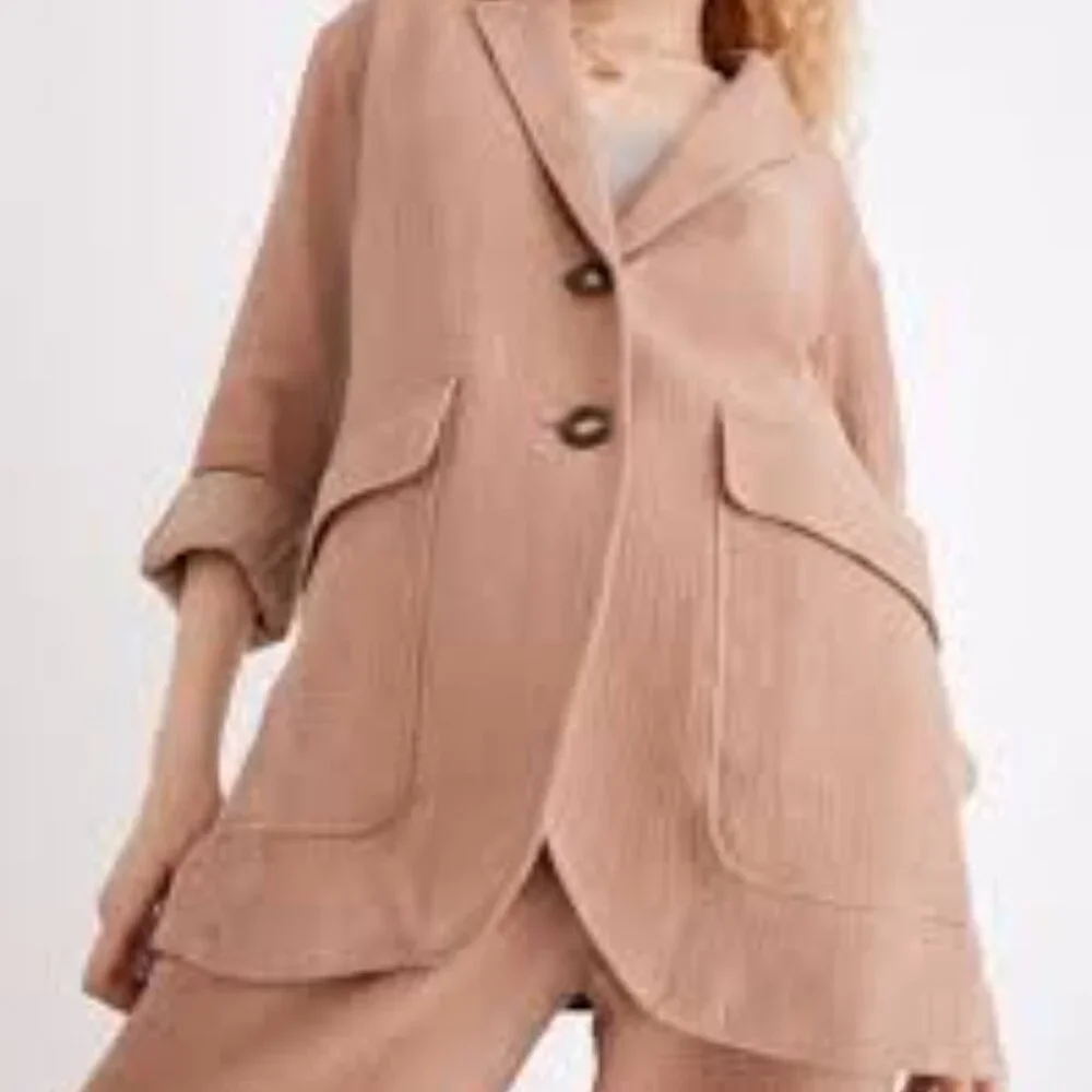 Madewell Tan Cotton Linen Larson Relaxed Fit Blazer Size XS